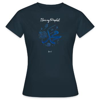 J'aime mon prophète Muhammad (sav) - T-shirt Femme - marine - Devant - AI Model Female 172 dark (172cm)