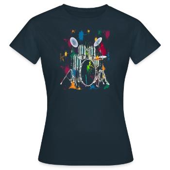 Schlagzeug Drum Set Drummer Drums Grafik Design - Frauen T-Shirt - Navy - Vorne - AI Model Female 172 dark (172cm)
