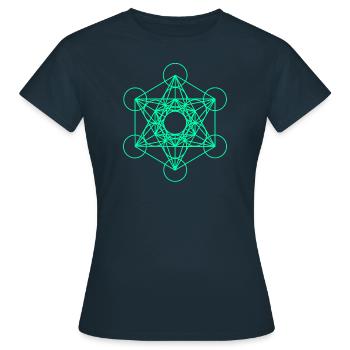 Metatrons Würfel 10 - Frauen T-Shirt - Navy - Vorne - AI Model Female 172 dark (172cm)
