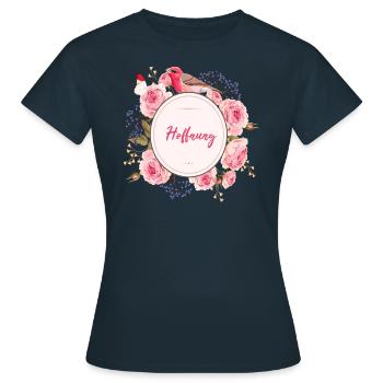 Hoffnung Blumen Liebe Geschenkidee - Frauen T-Shirt - Navy - Vorne - AI Model Female 172 dark (172cm)