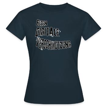 Gegen digitale Verschmutzung - Frauen T-Shirt - Navy - Vorne - AI Model Female 172 dark (172cm)
