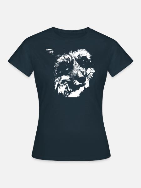 Fuchs schwarz und weiß - Frauen T-Shirt - Navy