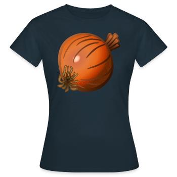 Zwiebel - Frauen T-Shirt - Navy - Vorne - AI Model Female 172 dark (172cm)