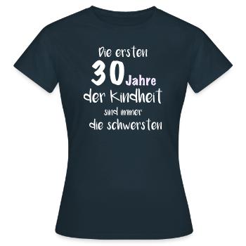 T-shirt d’anniversaire 30 - Cadeau des années 30 - T-shirt Femme - marine - Devant - AI Model Female 172 dark (172cm)
