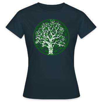 Flower of Life with Tree - Women's T-Shirt - navy - Front - AI Model Female 172 dark (172cm)