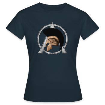 Léonidas Casque et Sparta Symbole - T-shirt Femme - marine - Devant - AI Model Female 172 dark (172cm)