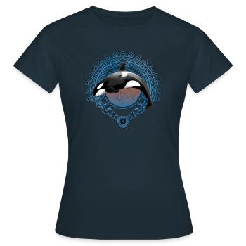 Orca Killerwal - Frauen T-Shirt - Navy - Vorne - AI Model Female 172 dark (172cm)