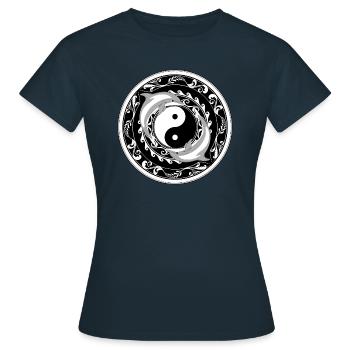 Yin Yang Delfine - Frauen T-Shirt - Navy - Vorne - AI Model Female 172 dark (172cm)