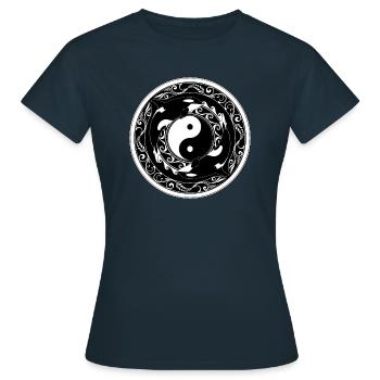 Yin Yang Orcas - Frauen T-Shirt - Navy - Vorne - AI Model Female 172 dark (172cm)