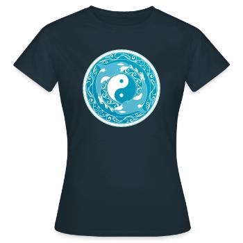 Yin Yang Orcas - Frauen T-Shirt - Navy - Vorne - AI Model Female 172 dark (172cm)