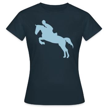 Springpferd 3 Hindernis Pferdespringen - Frauen T-Shirt - Navy - Vorne - AI Model Female 172 dark (172cm)