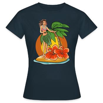 Hawaii Hula Girl - T-shirt Femme - marine - Devant - AI Model Female 172 dark (172cm)