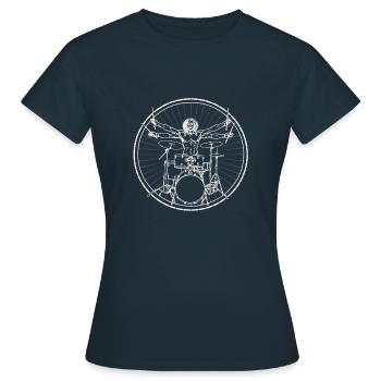 Da Vinci Drummer - Don de musique de batterie - T-shirt Femme - marine - Devant - AI Model Female 172 dark (172cm)