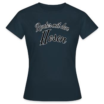 Runter mit den Hosen - Frauen T-Shirt - Navy - Vorne - AI Model Female 172 dark (172cm)