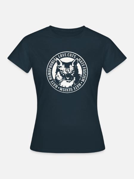 Cat hate fashism - Frauen T-Shirt - Navy