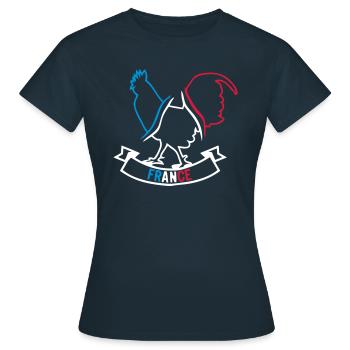france football supporter rooster 4 ecusson 4 pennant - Women's T-Shirt - navy - Front - AI Model Female 172 dark (172cm)
