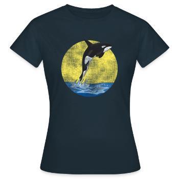 Vintage Killerwal Ozean Schwimmen Springer Orca - Frauen T-Shirt - Navy - Vorne - AI Model Female 172 dark (172cm)