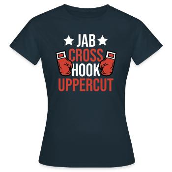 Boxing Jab Cross Hook Uppercut - Frauen T-Shirt - Navy - Vorne - AI Model Female 172 dark (172cm)