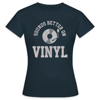 Vinyle - Cadeau de DJ pour platine vinyle vinyle rétro - T-shirt Femme - marine - Devant - AI Model Female 172 dark (172cm)