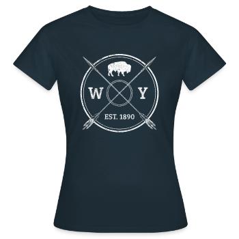 Wyoming - Frauen T-Shirt - Navy - Vorne - AI Model Female 172 dark (172cm)