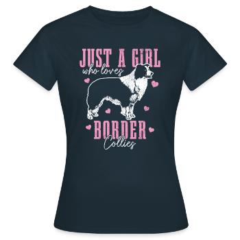 BORDER COLLIE - Women's T-Shirt - navy - Front - AI Model Female 172 dark (172cm)