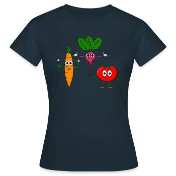 Vegetable course - three cool vegetables - Women's T-Shirt - navy - Front - AI Model Female 172 dark (172cm)