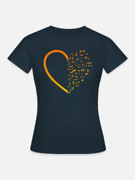 Heart Music Notes - Frauen T-Shirt - Navy