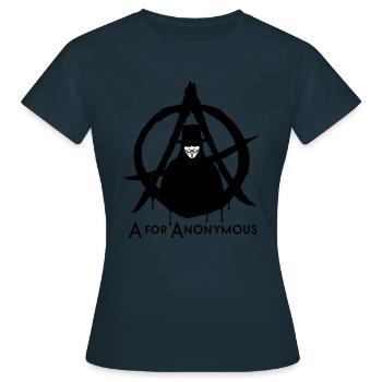 A for Anonymous 2c - Frauen T-Shirt - Navy - Vorne - AI Model Female 172 dark (172cm)