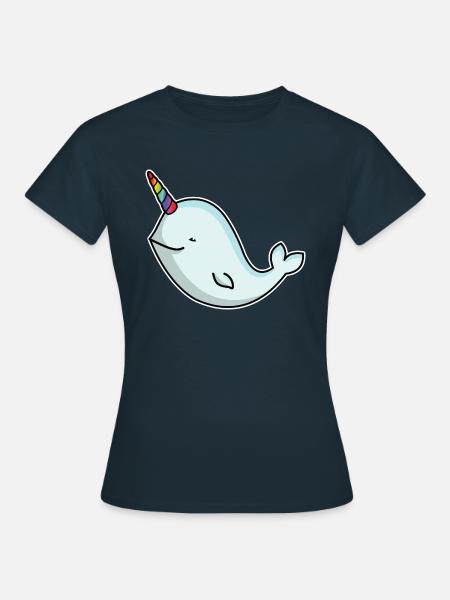 Einhornwal Wal Narwal mit Einhorn Horn Geschenk - Frauen T-Shirt - Navy