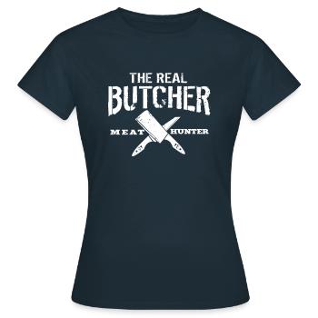 Fleischer The Real Butcher - Frauen T-Shirt - Navy - Vorne - AI Model Female 172 dark (172cm)