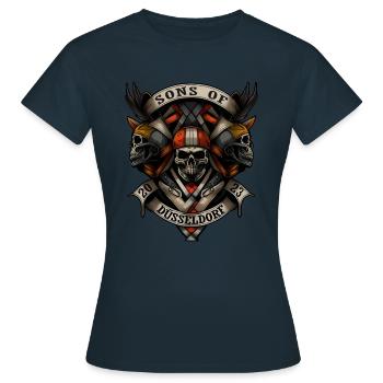 Fils de Düsseldorf - Style motard - T-shirt Femme - marine - Devant - AI Model Female 172 dark (172cm)