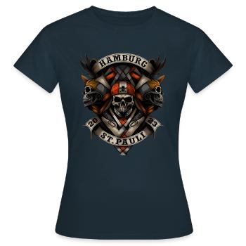 Hamburg St. Pauli 2023 - Biker - Frauen T-Shirt - Navy - Vorne - AI Model Female 172 dark (172cm)