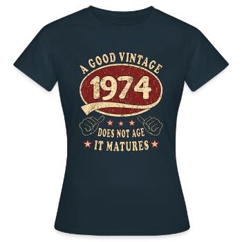 49e anniversaire 1974 49er Bon millésime - T-shirt Femme - marine - Devant - AI Model Female 172 dark (172cm)
