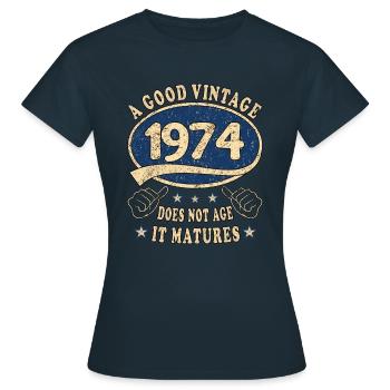 49e anniversaire 1974 49er Bon millésime - T-shirt Femme - marine - Devant - AI Model Female 172 dark (172cm)