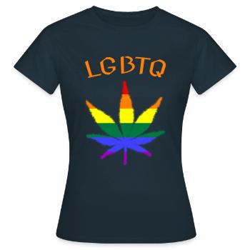 lgbtq, regenbogen, weed, ganja, pride month, csd - Frauen T-Shirt - Navy - Vorne - AI Model Female 172 dark (172cm)