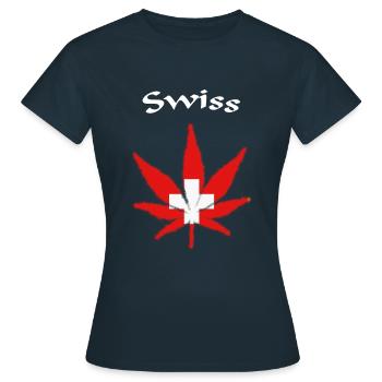 Swiss Schweiz - Frauen T-Shirt - Navy - Vorne - AI Model Female 172 dark (172cm)