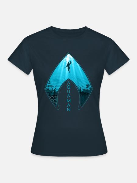 Aquaman Film Logo Silhouette - Dame-T-shirt - marineblå