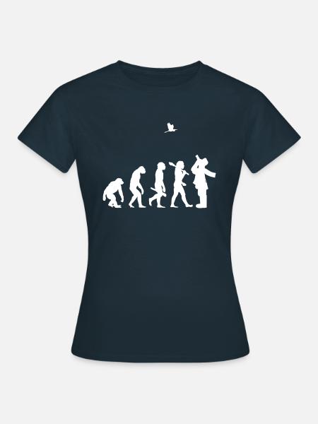 evolution Vogelbeobachter ornithologie Geschenk i - Frauen T-Shirt - Navy