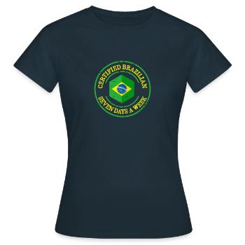 Drapeau Brésilien Certifié Brésilien - T-shirt Femme - marine - Devant - AI Model Female 172 dark (172cm)