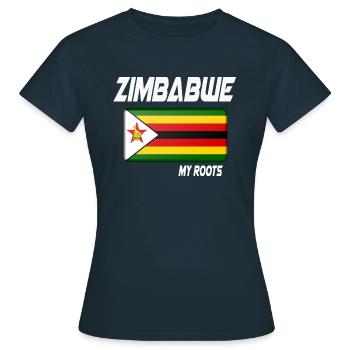 zimbabwe roots flag white geschenk - Frauen T-Shirt - Navy - Vorne - AI Model Female 172 dark (172cm)