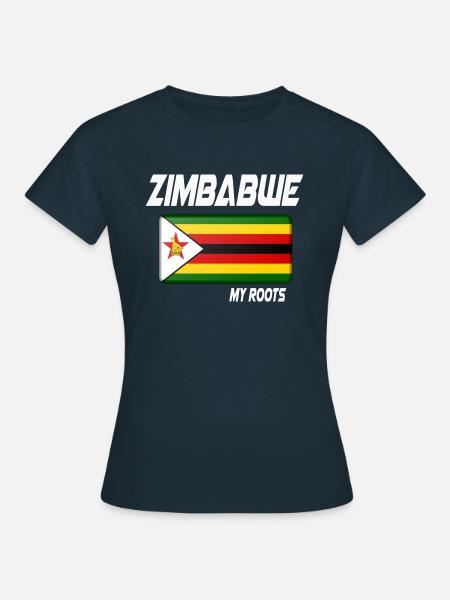 drapeau de racines du zimbabwe cadeau blanc - T-shirt Femme - marine