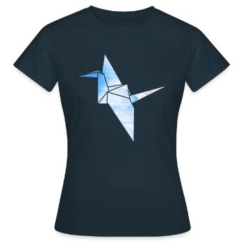 Grue origami - T-shirt Femme - marine - Devant - AI Model Female 172 dark (172cm)