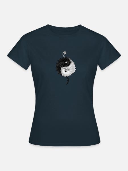 Yin yang drager - Dame-T-shirt - marineblå