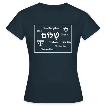 Shalom Israel - Frauen T-Shirt - Navy - Vorne - AI Model Female 172 dark (172cm)