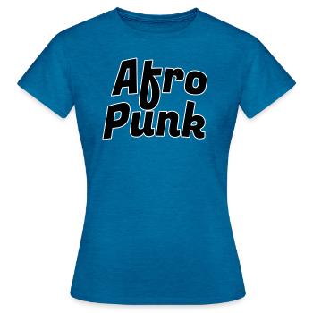 L’Afro Punk - T-shirt Femme - bleu saphir antique chiné - Devant - AI Model Female 172 dark (172cm)