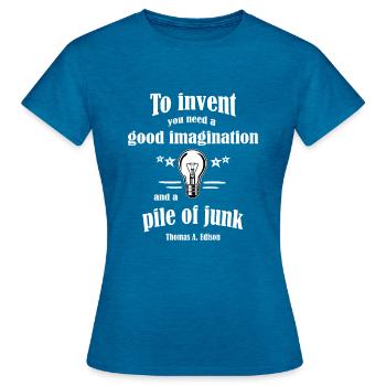 Inventor - imagination - Women's T-Shirt - antique blue sapphire heather - Front - AI Model Female 172 dark (172cm)