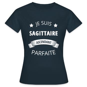 Sagittaire ascendant parfaite humour astrologie - T-shirt Femme - marine - Devant - AI Model Female 172 dark (172cm)
