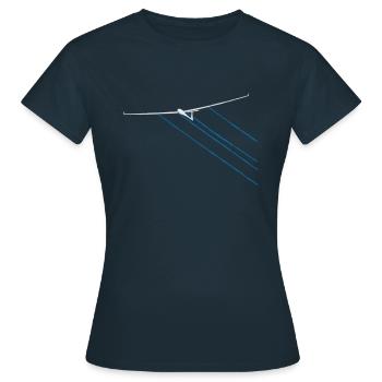 Wasser Segelflugzeug gleiten Segelflieger Strecke - Frauen T-Shirt - Navy - Vorne - AI Model Female 172 dark (172cm)