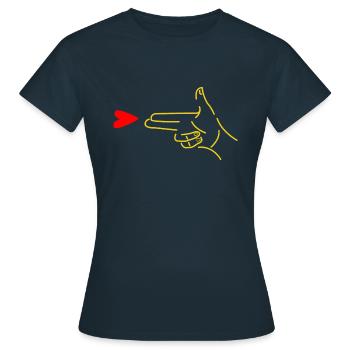 Arme de poing tire le coeur - T-shirt Femme - marine - Devant - AI Model Female 172 dark (172cm)