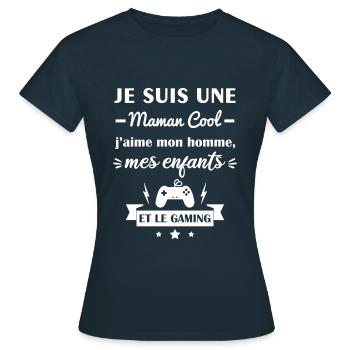 Maman cool gaming, gameuse, fête des mères - T-shirt Femme - marine - Devant - AI Model Female 172 dark (172cm)